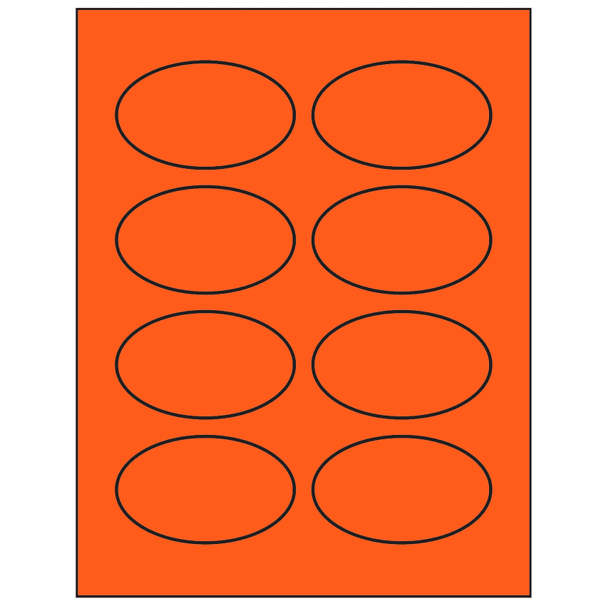 3.33" x 2" Fluorescent Red Oval Sheet Labels