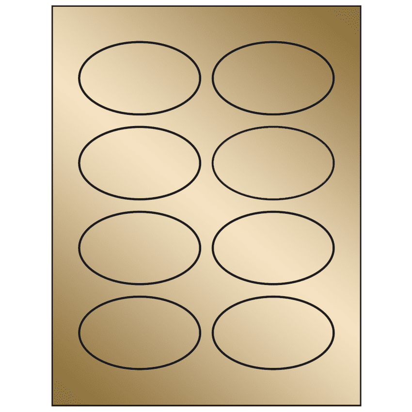 3.33" x 2" Gold Foil Oval Sheet Labels