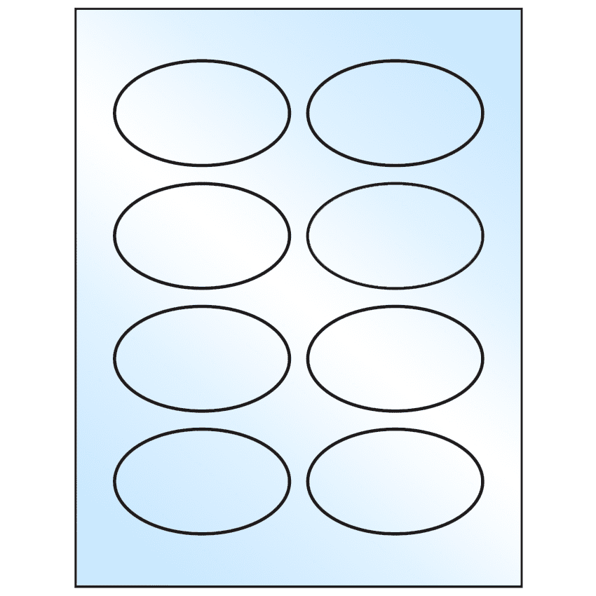 3.33" x 2" White Premium High Gloss Oval Sheet Labels