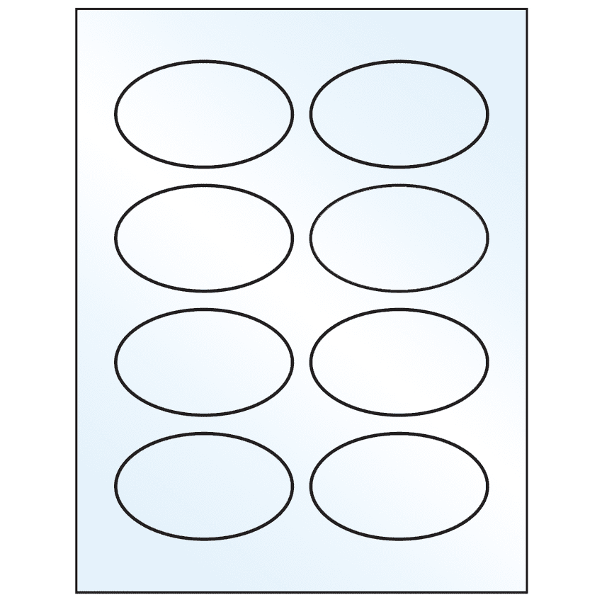 3.33" x 2" White Mid Gloss Oval Sheet Labels