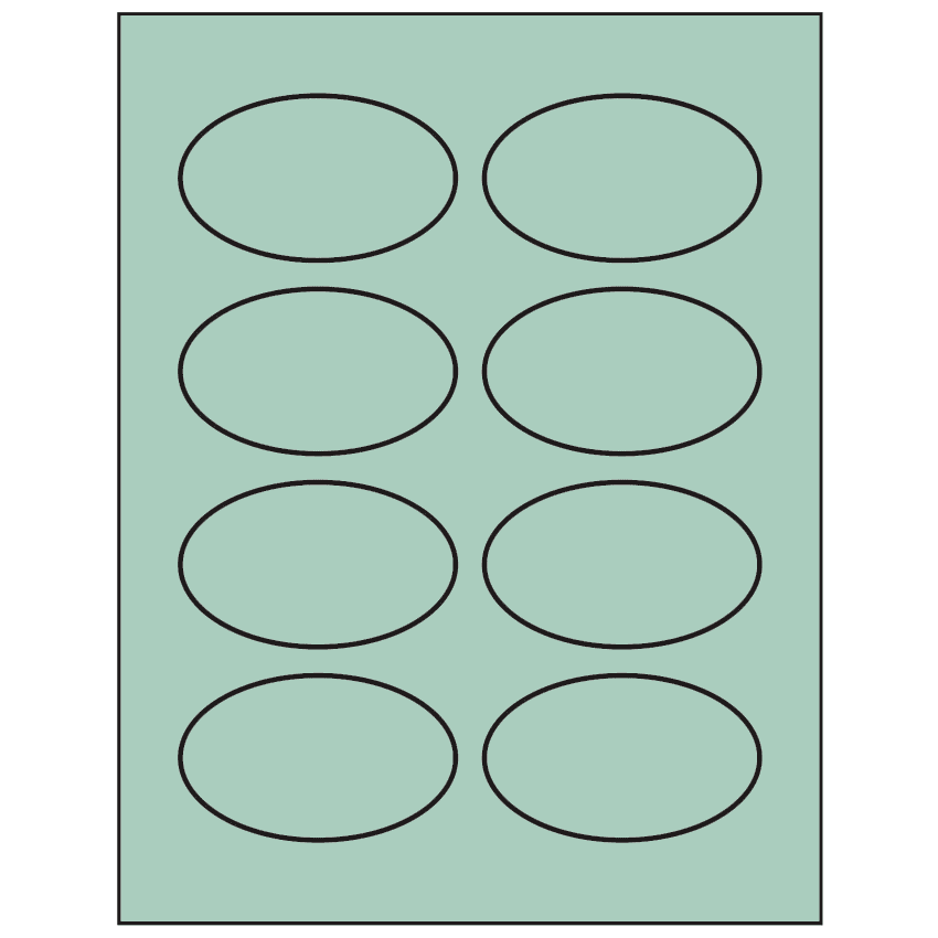 3.33" x 2" Pastel Green Oval Sheet Labels