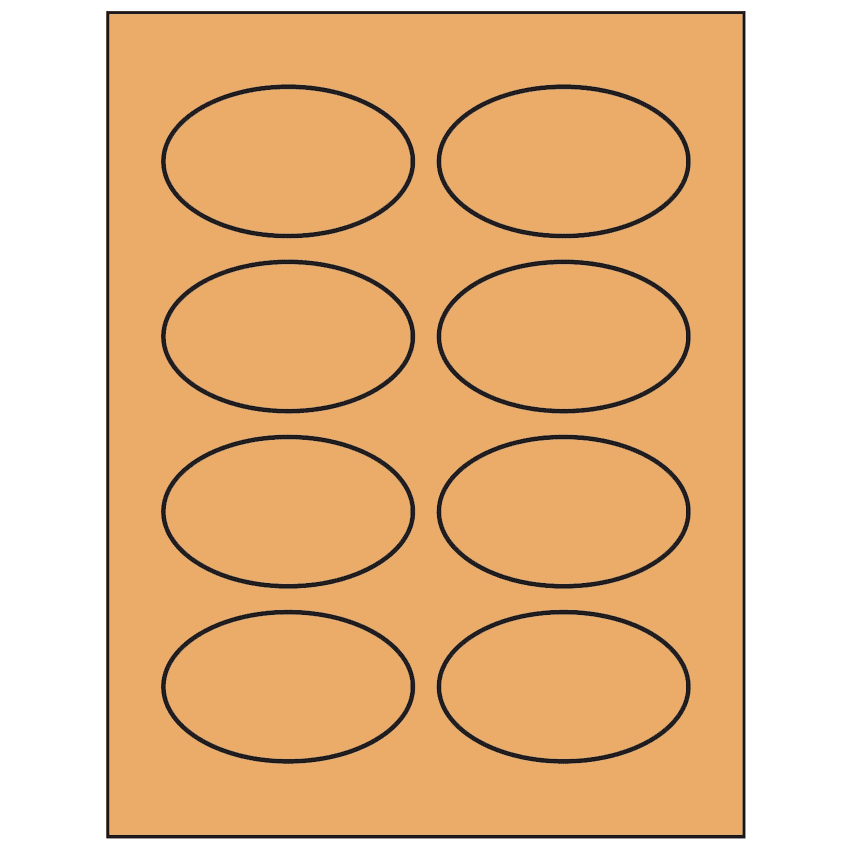 3.33" x 2" Pastel Orange Oval Sheet Labels