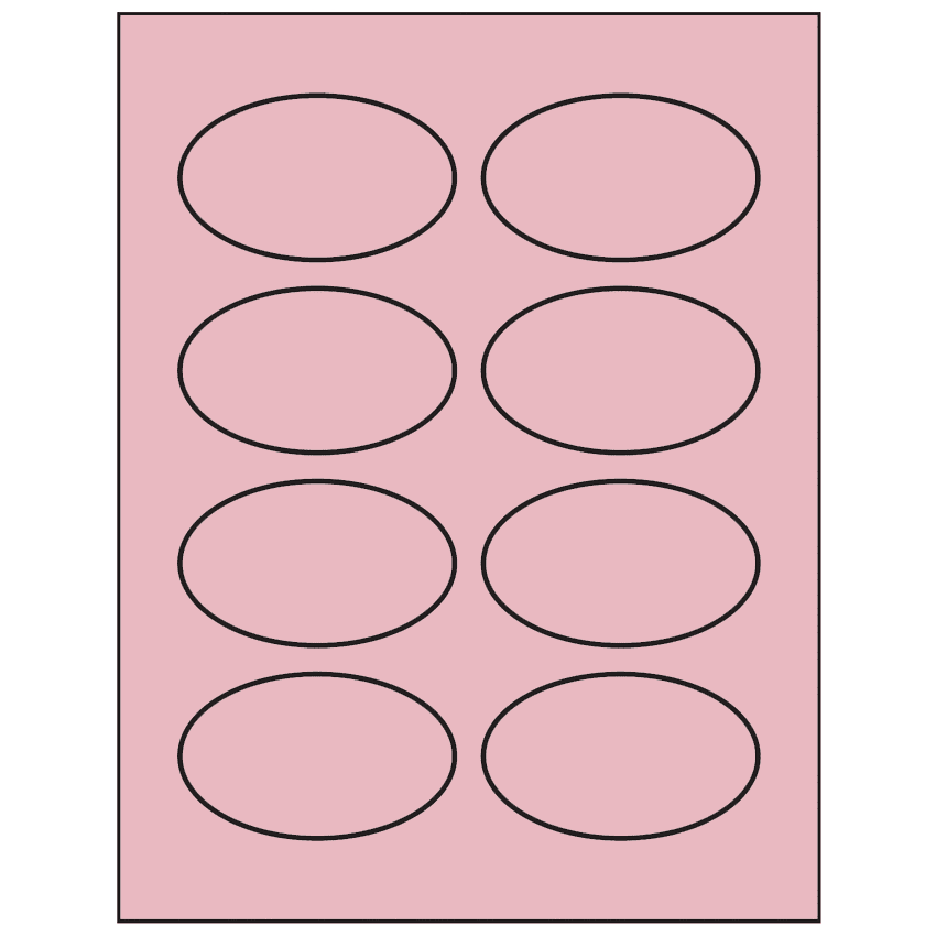 3.33" x 2" Pastel Pink Oval Sheet Labels