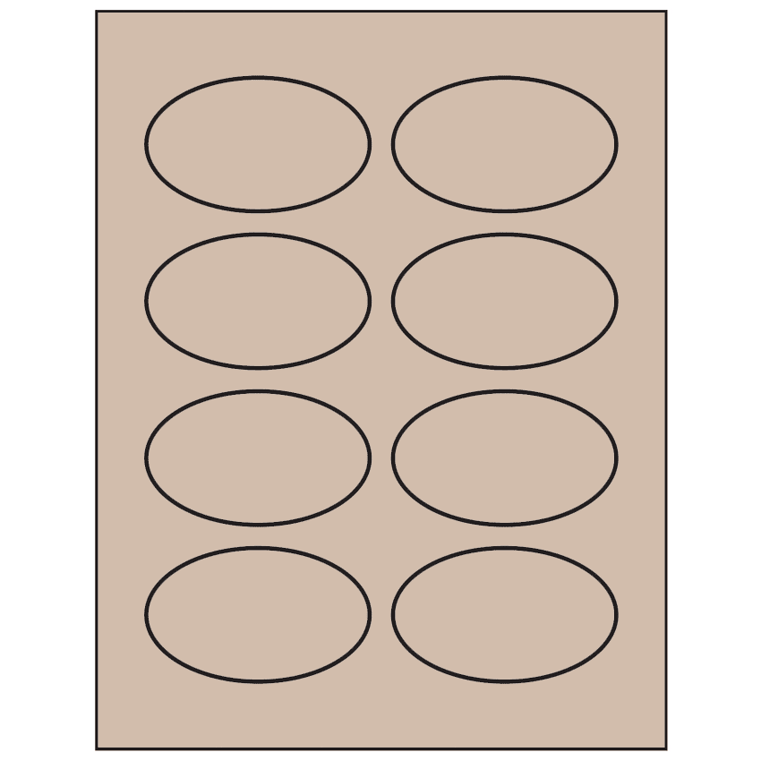 3.33" x 2" Pastel Tan Oval Sheet Labels