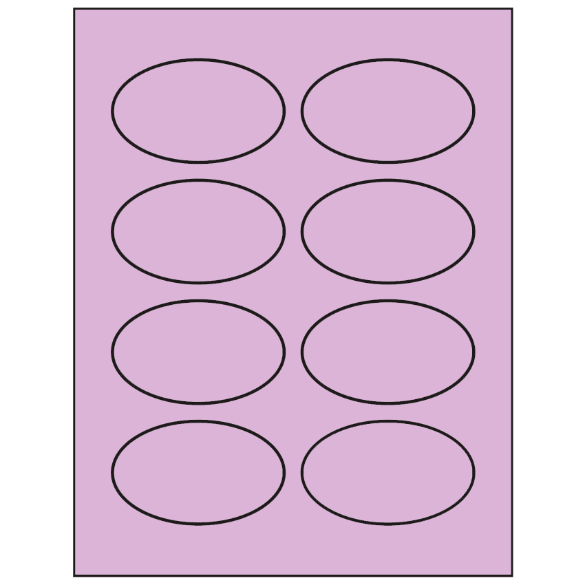 3.33" x 2" Pastel Purple Oval Sheet Labels