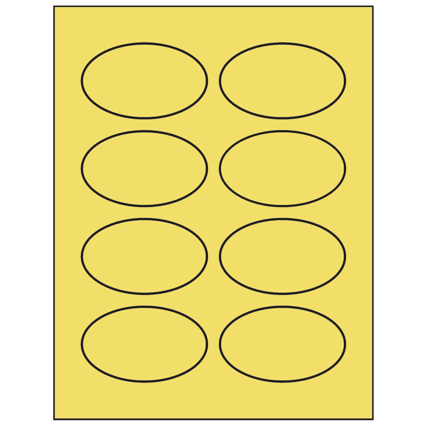 3.33" x 2" Pastel Yellow Oval Sheet Labels