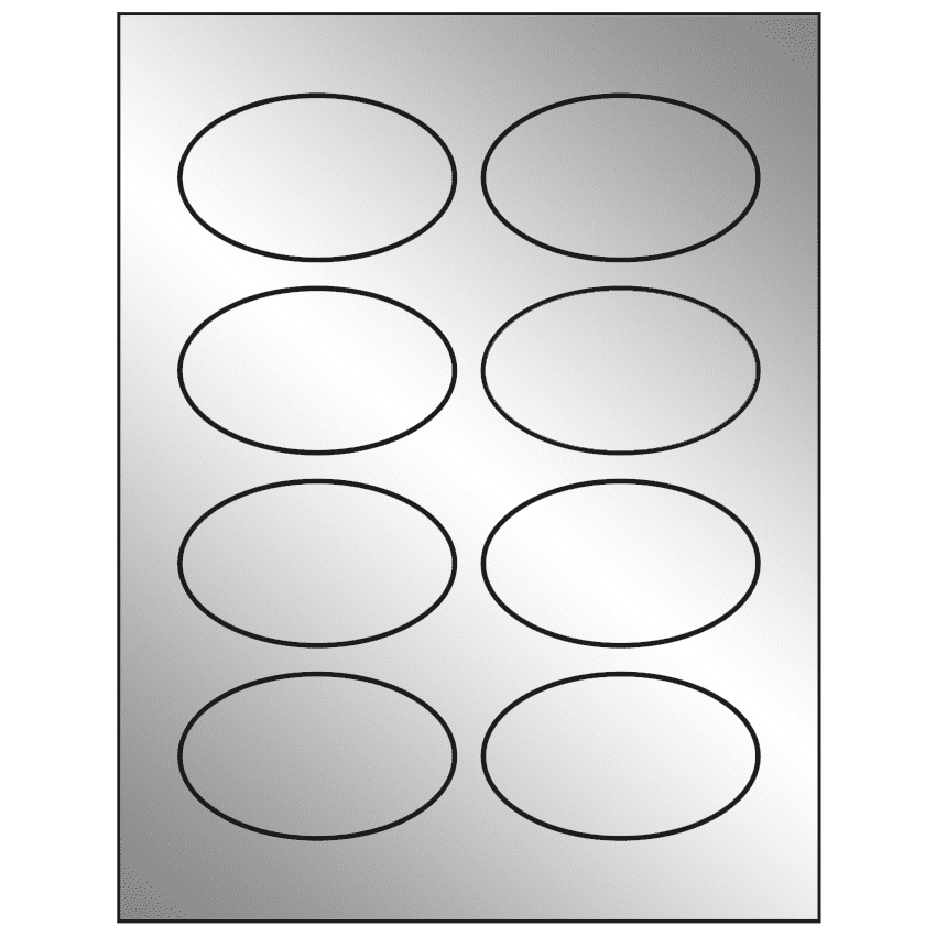 3.33" x 2" Silver Foil Oval Sheet Labels