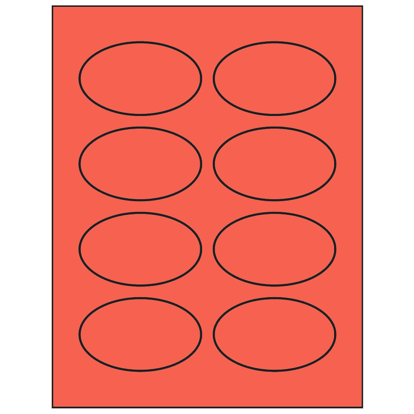 3.33" x 2" Red Oval Sheet Labels