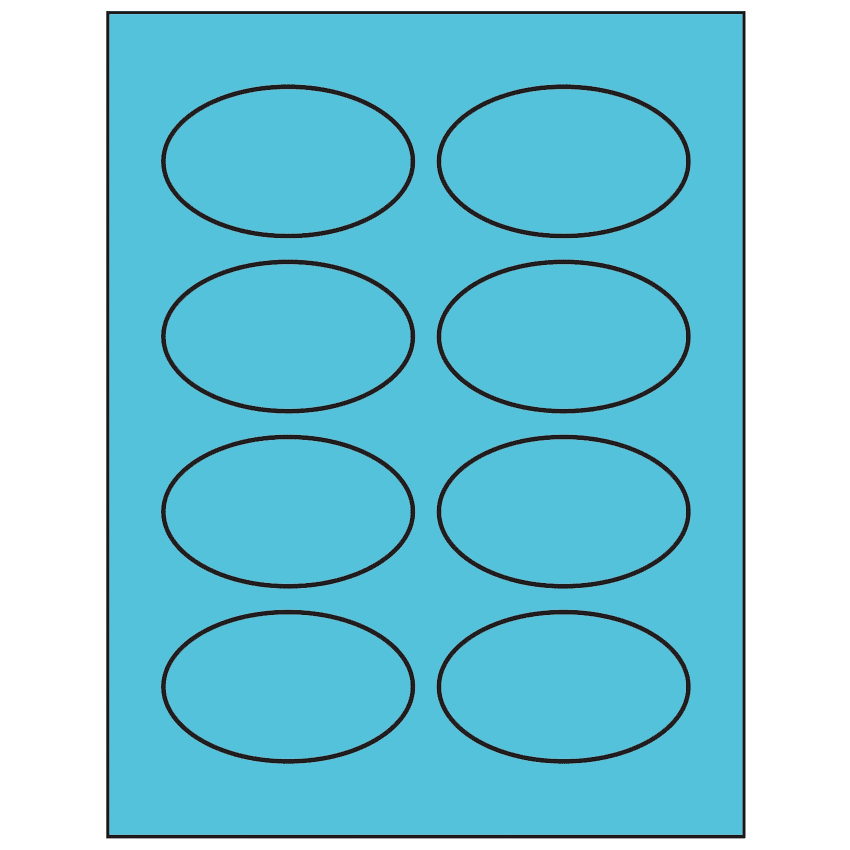 3.33" x 2" Turquoise Oval Sheet Labels