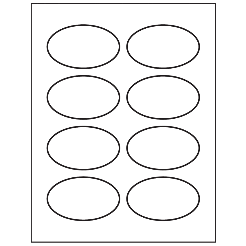 3.33" x 2" White Polyester Oval Sheet Labels