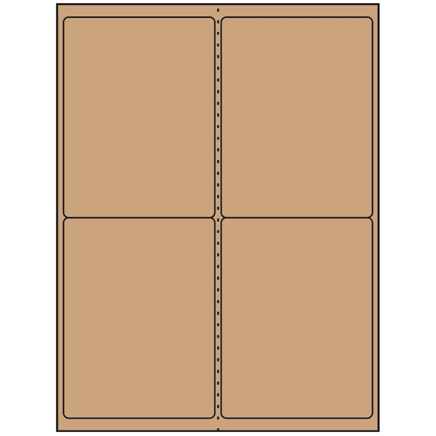 4" x 5" Brown Kraft Rectangular Sheet Labels