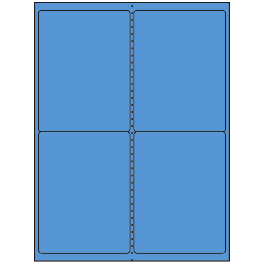 4" x 5" Fluorescent Blue Rectangular Sheet Labels