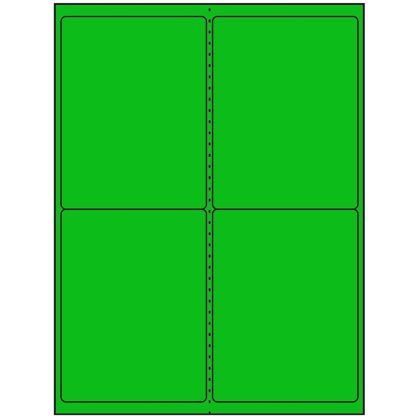 4" x 5" Fluorescent Green Rectangular Sheet Labels