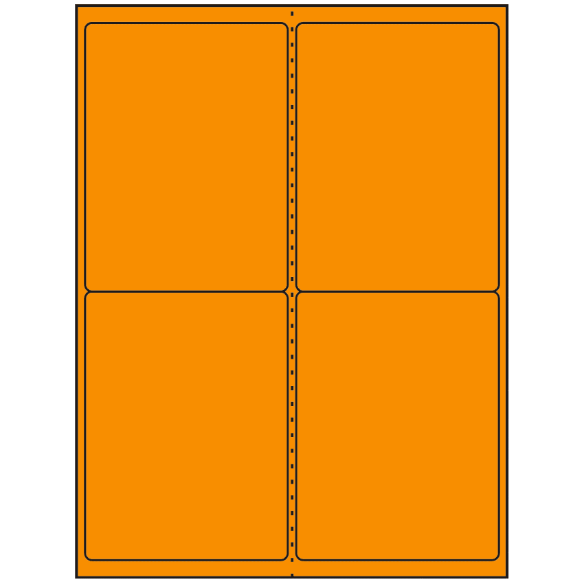 4" x 5" Fluorescent Orange Rectangular Sheet Labels