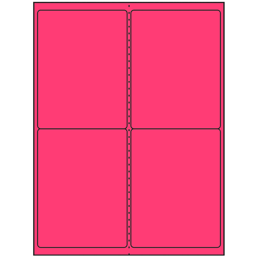 4" x 5" Fluorescent Pink Rectangular Sheet Labels