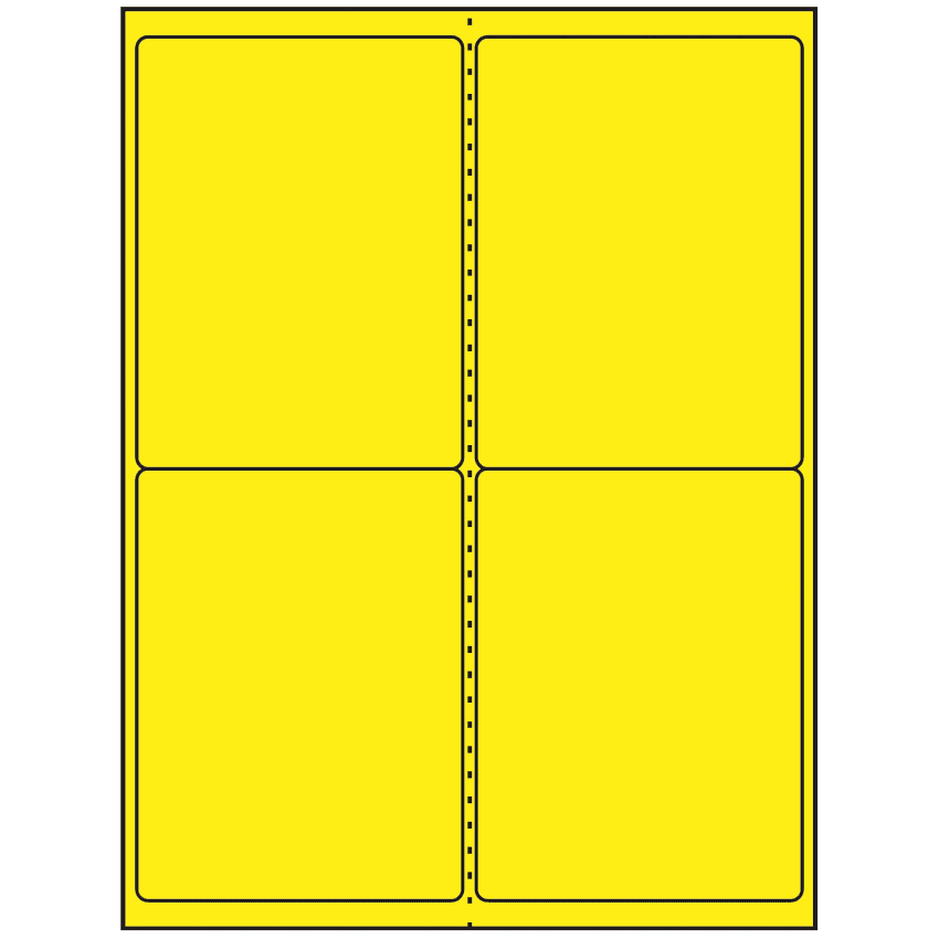 4" x 5" Fluorescent Yellow Rectangular Sheet Labels