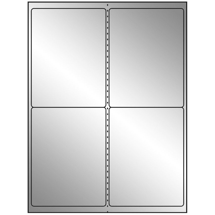 4" x 5" Silver Foil Rectangular Sheet Labels