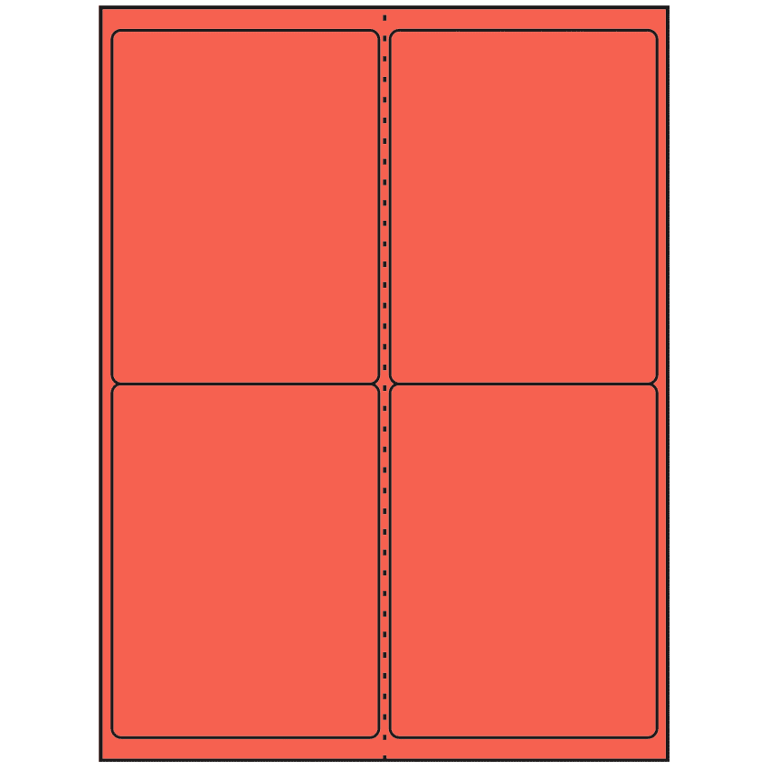 4" x 5" Red Rectangular Sheet Labels