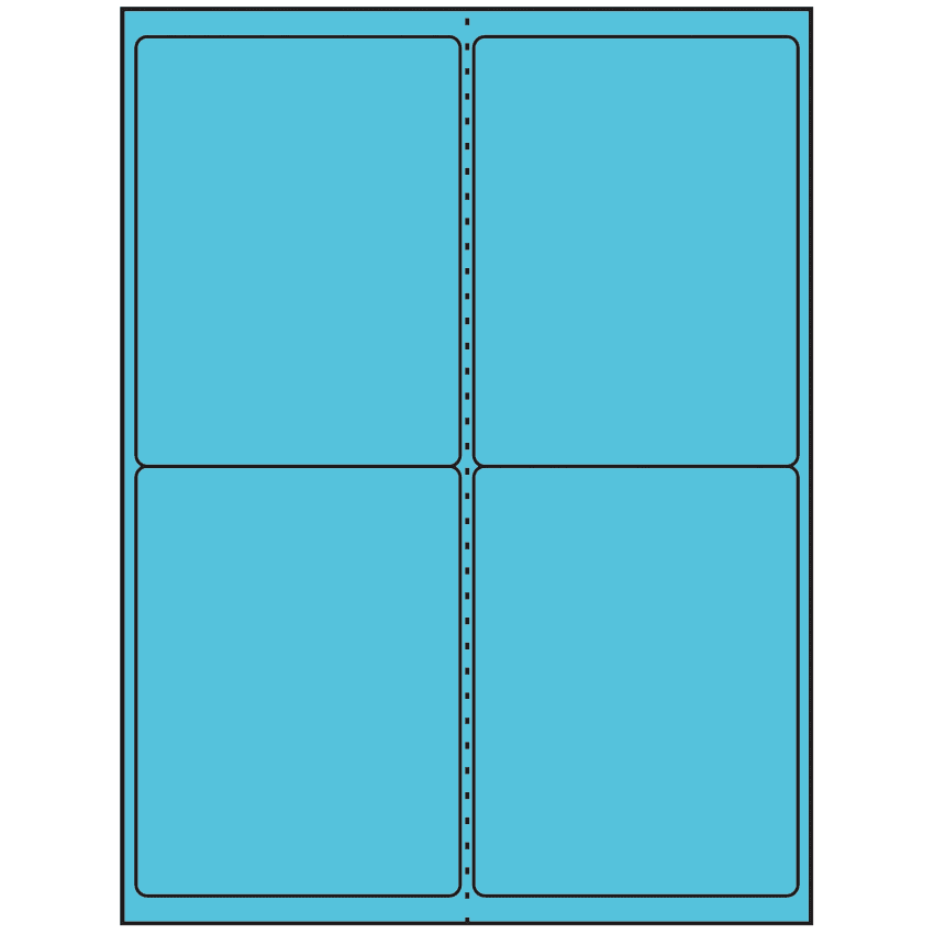 4" x 5" Turquoise Rectangular Sheet Labels