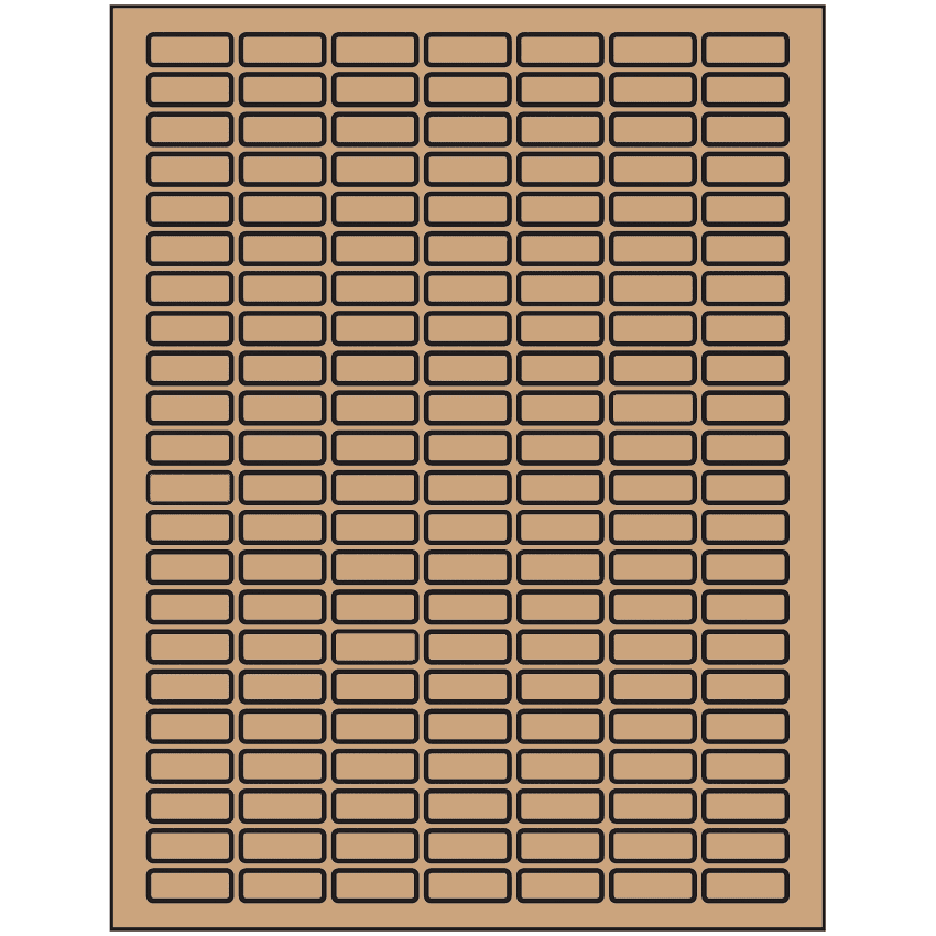 1" x 0.375" Brown Kraft Rectangular Sheet Labels