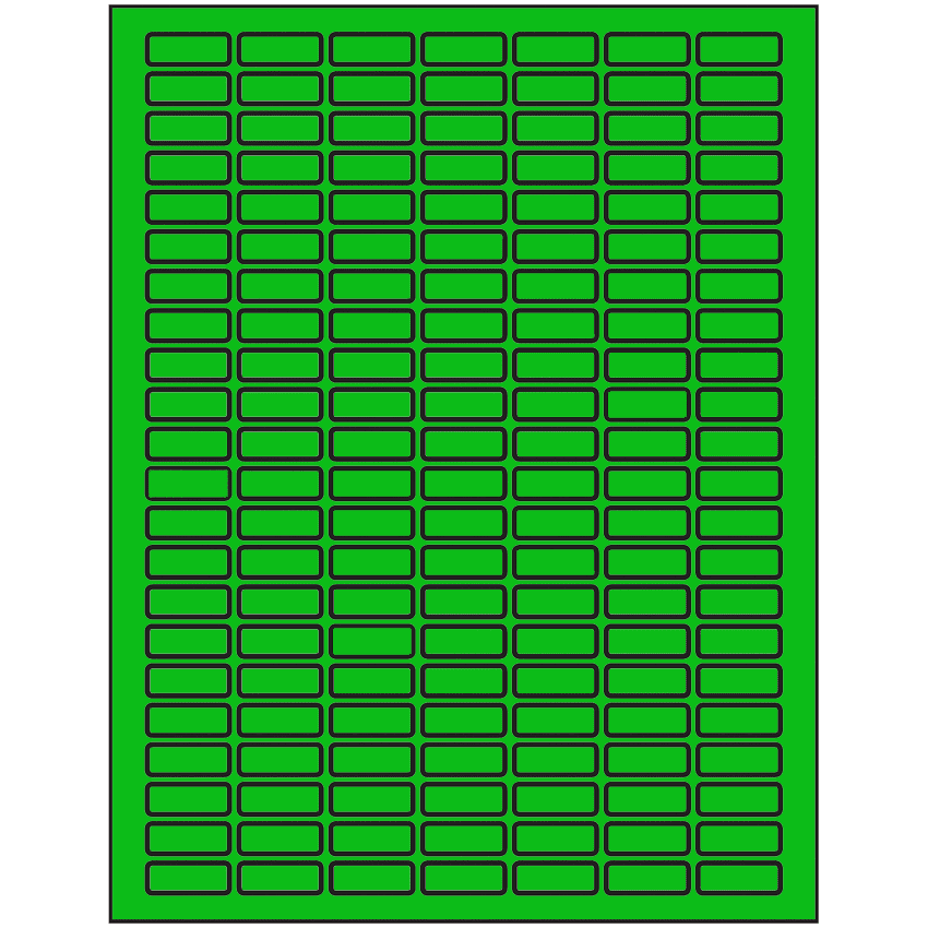 1" x 0.375" Fluorescent Green Rectangular Sheet Labels