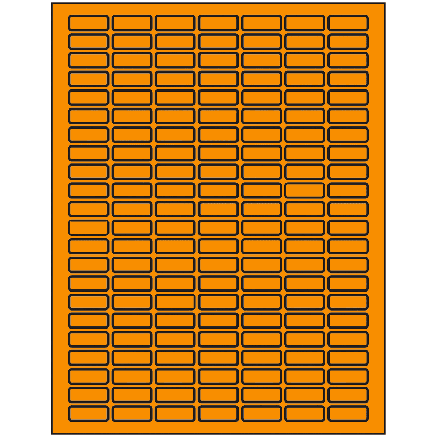 1" x 0.375" Fluorescent Orange Rectangular Sheet Labels
