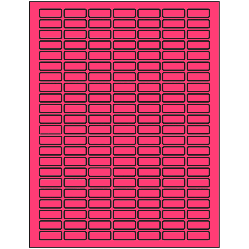 1" x 0.375" Fluorescent Pink Rectangular Sheet Labels