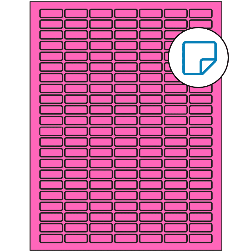 1" x 0.375" Fluorescent Pink Rectangular Sheet Labels - Removable Adhesive