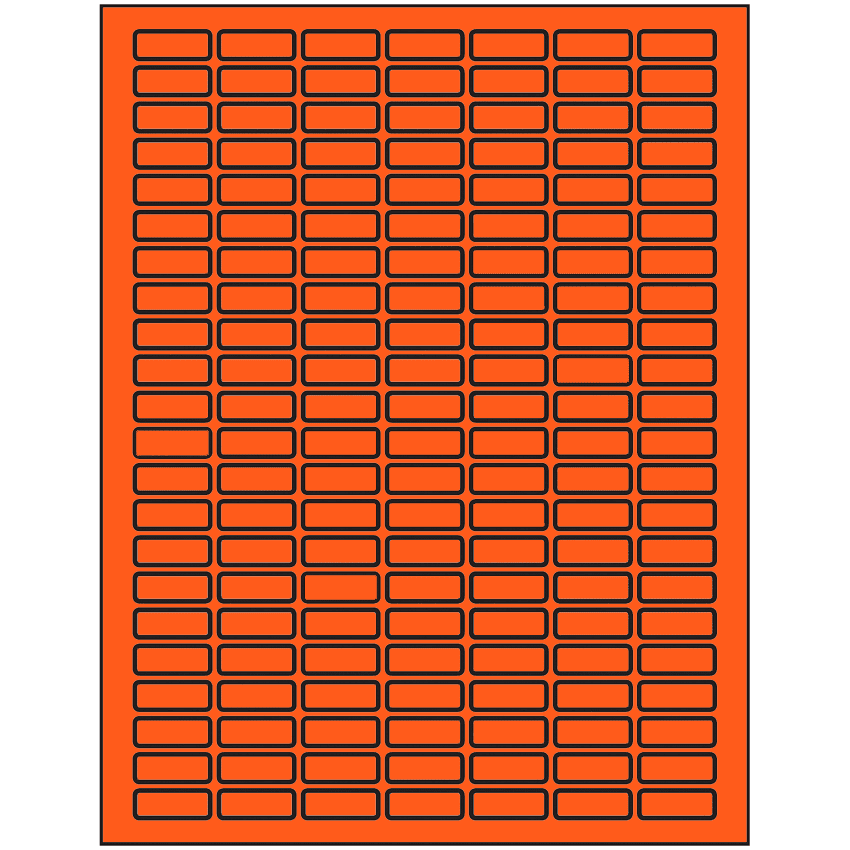 1" x 0.375" Fluorescent Red Rectangular Sheet Labels
