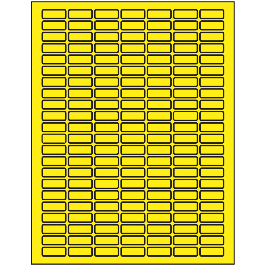 1" x 0.375" Fluorescent Yellow Rectangular Sheet Labels