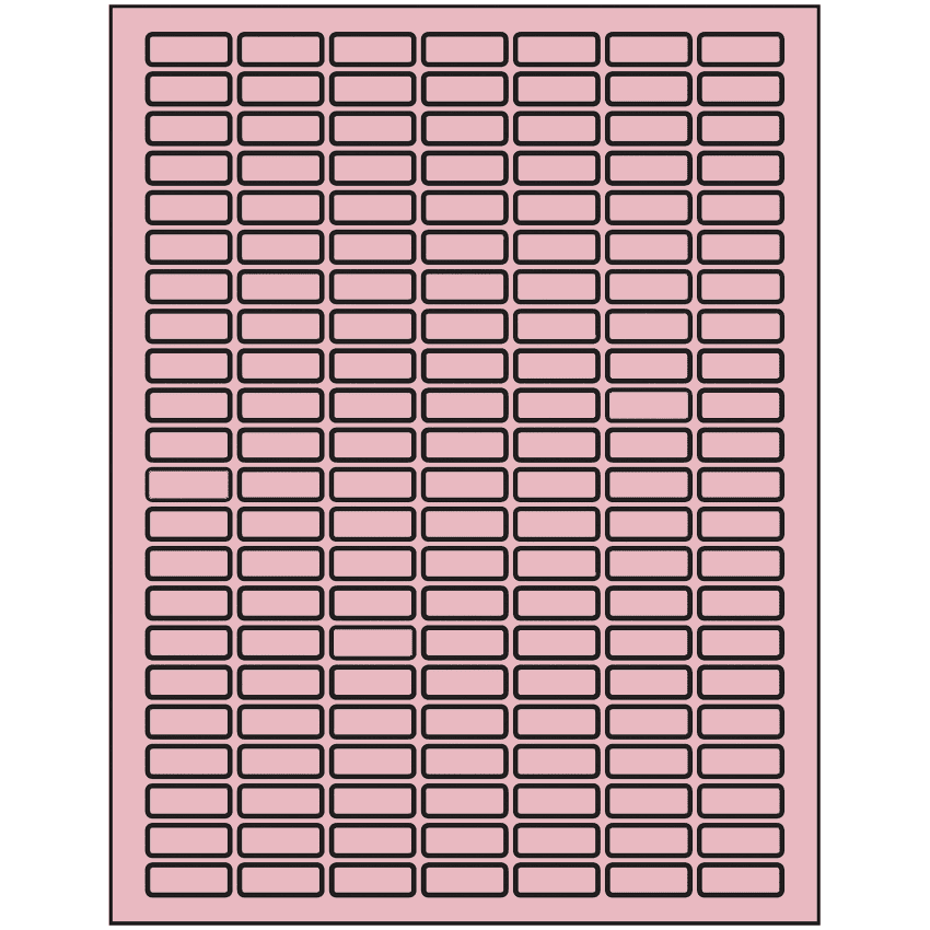 1" x 0.375" Pastel Pink Rectangular Sheet Labels