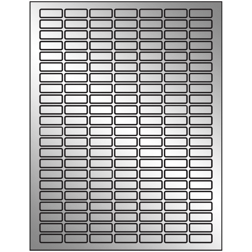 1" x 0.375" Silver Foil Rectangular Sheet Labels