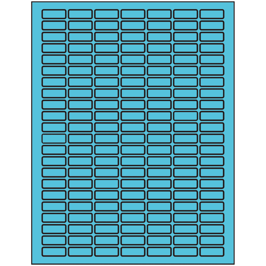 1" x 0.375" Turquoise Rectangular Sheet Labels