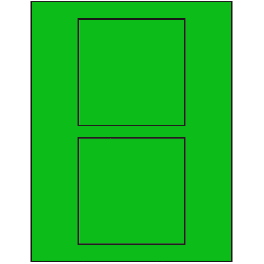 4.5" x 4.5" Fluorescent Green Square Sheet Labels