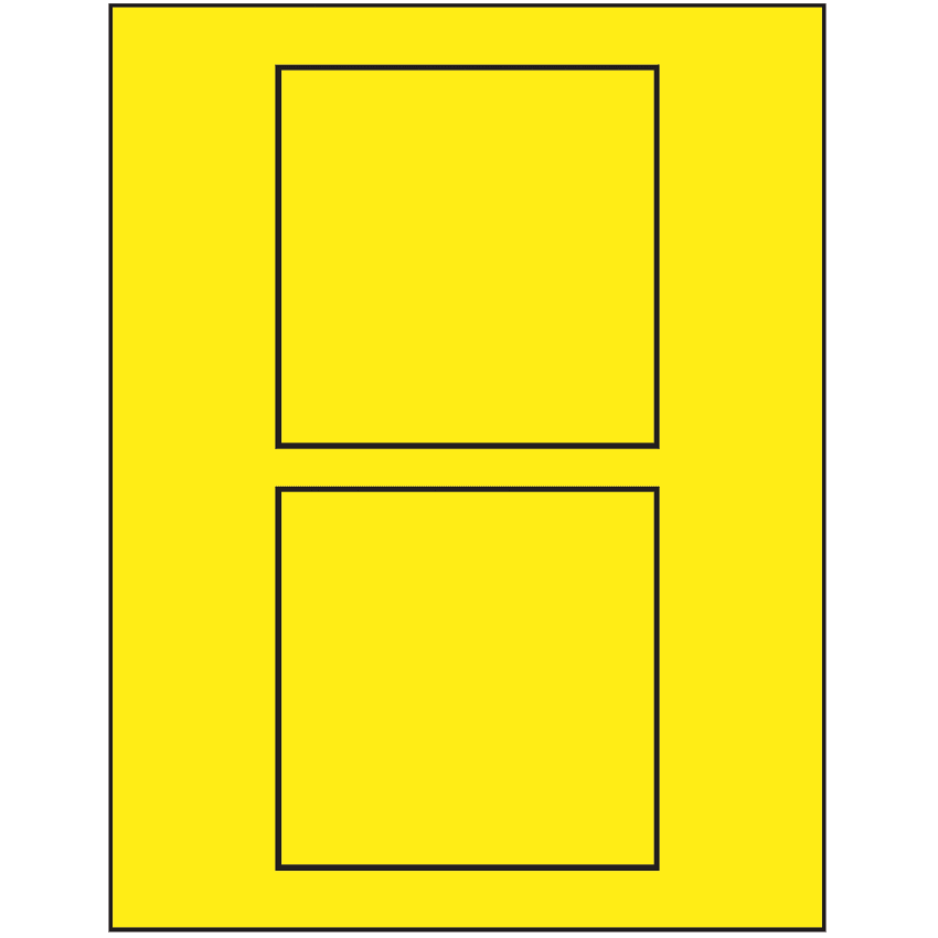4.5" x 4.5" Fluorescent Yellow Square Sheet Labels