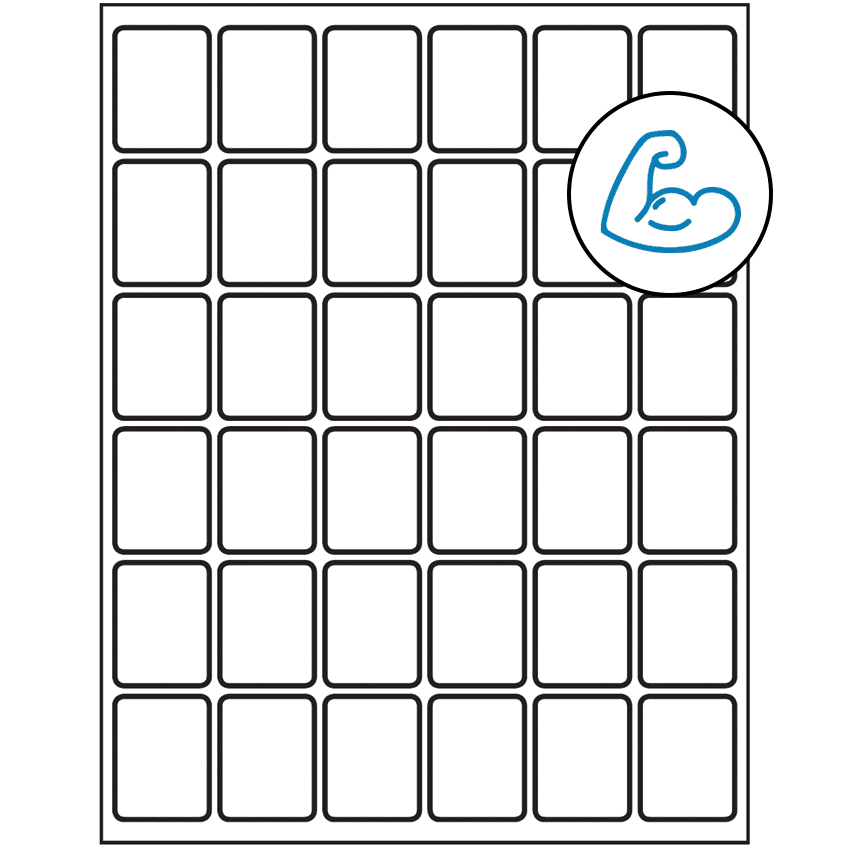 1.25" x 1.625" White Rectangular Sheet Labels - Ultra Aggressive Adhesive