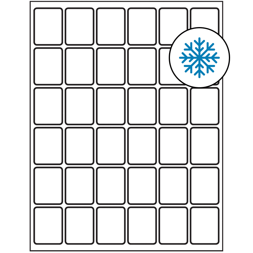1.25" x 1.625" White Rectangular Sheet Labels - Freezer Grade Adhesive
