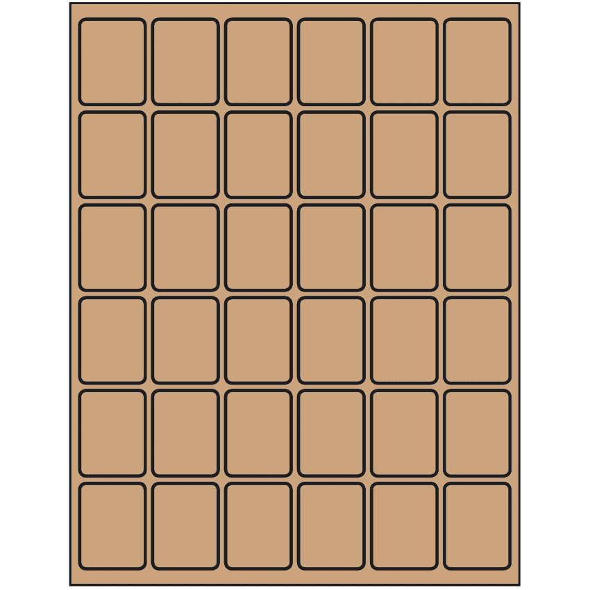1.25" x 1.625" Brown Kraft Rectangular Sheet Labels