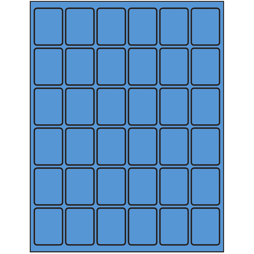 1.25" x 1.625" Fluorescent Blue Rectangular Sheet Labels