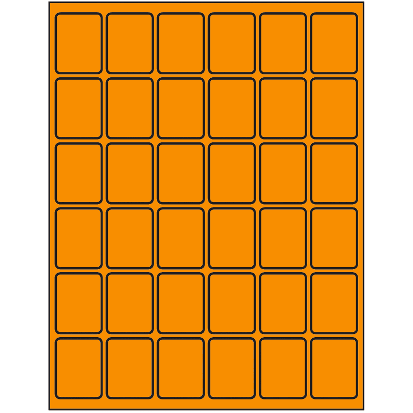 1.25" x 1.625" Fluorescent Orange Rectangular Sheet Labels