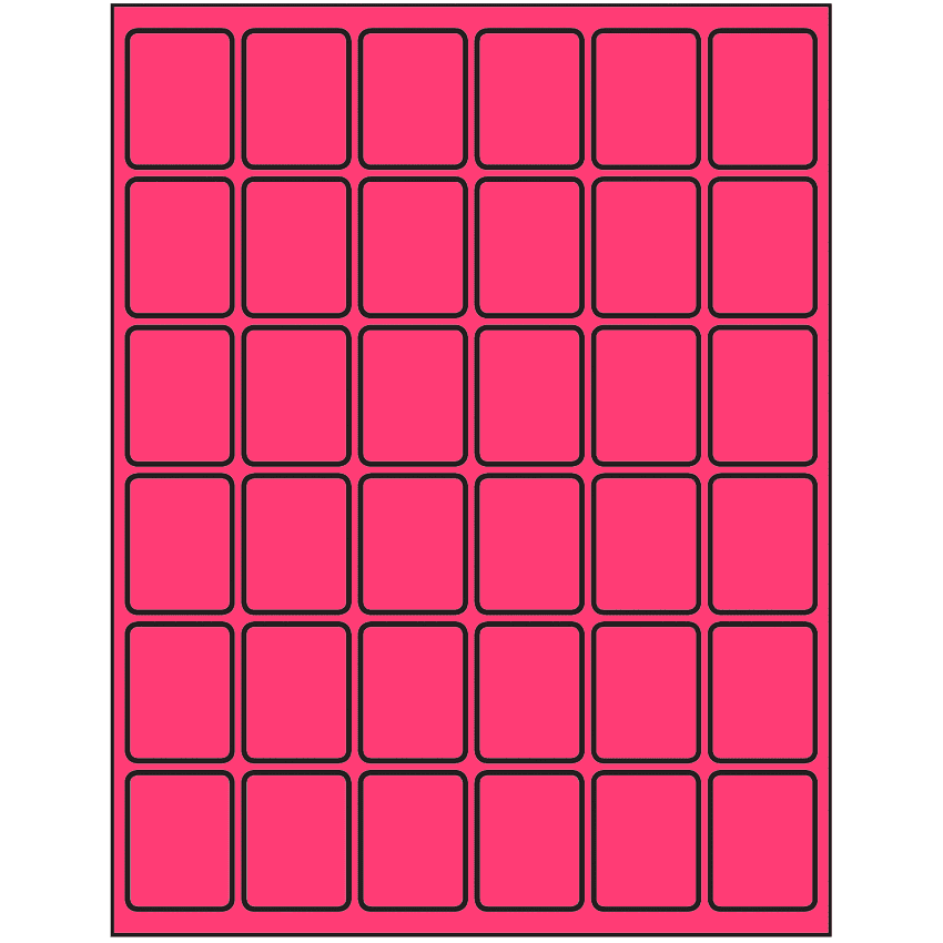 1.25" x 1.625" Fluorescent Pink Rectangular Sheet Labels