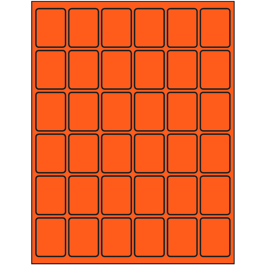 1.25" x 1.625" Fluorescent Red Rectangular Sheet Labels