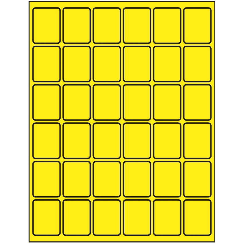 1.25" x 1.625" Fluorescent Yellow Rectangular Sheet Labels