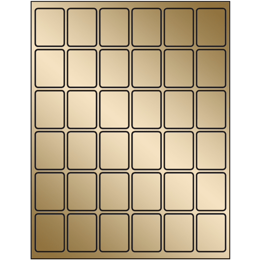 1.25" x 1.625" Gold Foil Rectangular Sheet Labels