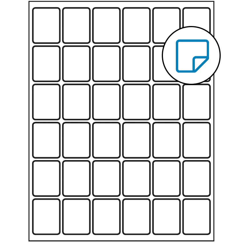 1.25" x 1.625" White Rectangular Sheet Labels - Removable Adhesive