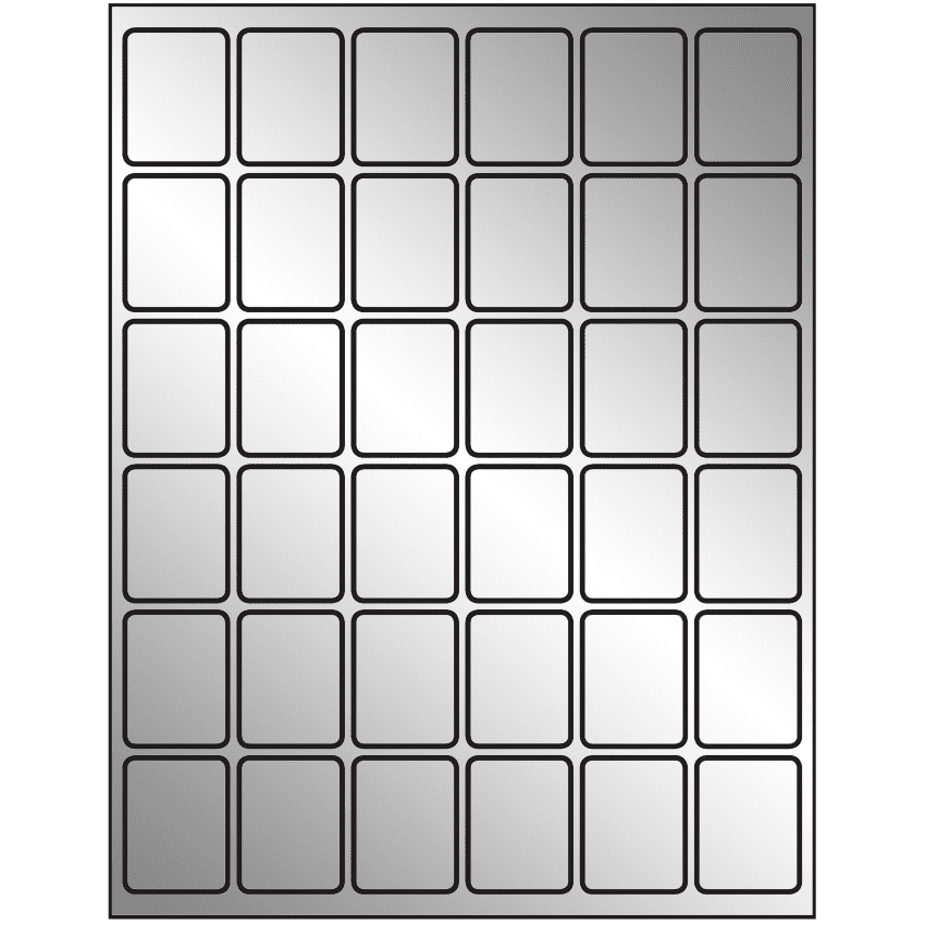 1.25" x 1.625" Silver Foil Rectangular Sheet Labels
