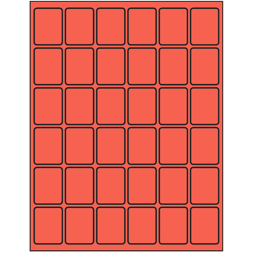 1.25" x 1.625" Red Rectangular Sheet Labels