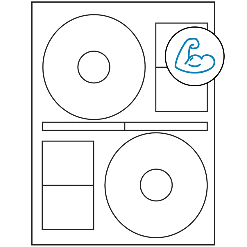4.64" x 4.64" White Sheet Labels - Ultra Aggressive Adhesive
