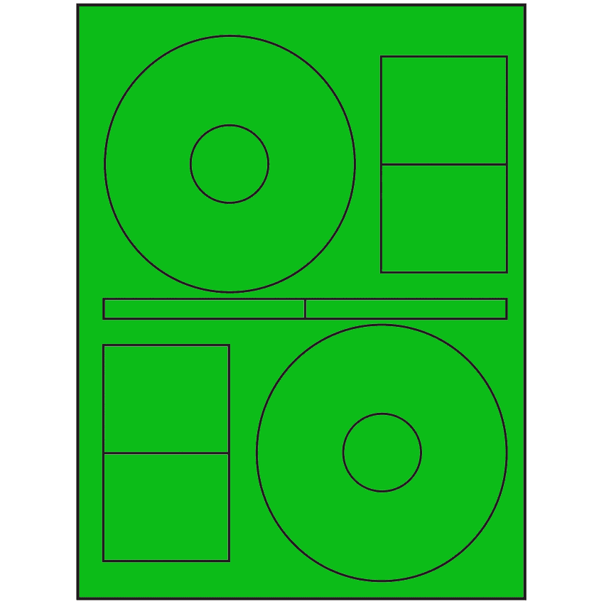 4.64" x 4.64" Fluorescent Green Sheet Labels