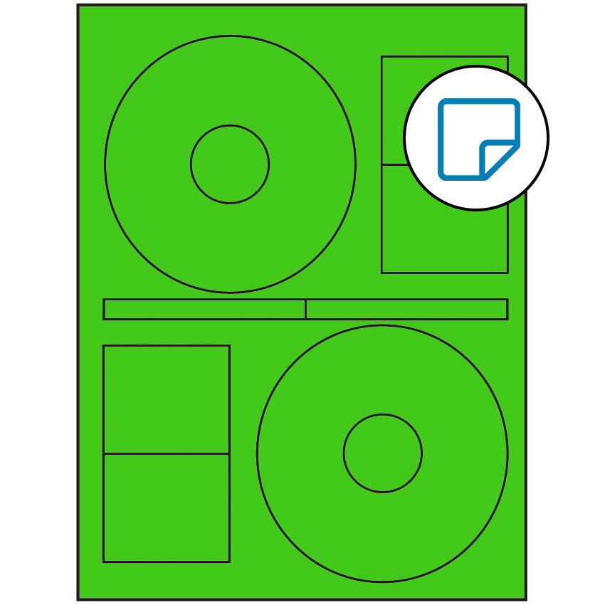 4.64" x 4.64" Fluorescent Green Sheet Labels - Removable Adhesive